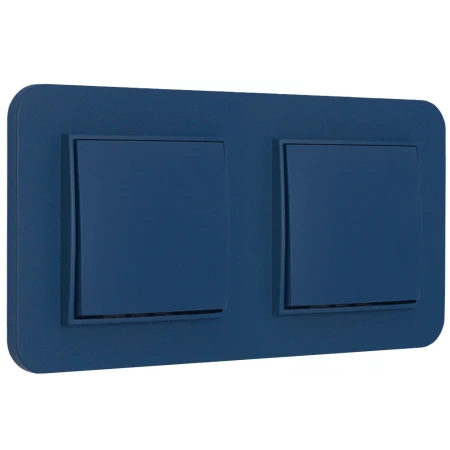 Dwa włączniki pojedyncze z ramką zaokrągloną seria MINI kolor navy blue