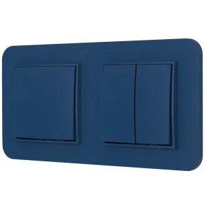 Dwa włączniki pojedynczy i podwójny z ramką zaokrągloną seria MINI kolor navy blue