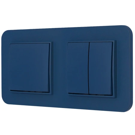 Dwa włączniki pojedynczy i podwójny z ramką zaokrągloną seria MINI kolor navy blue