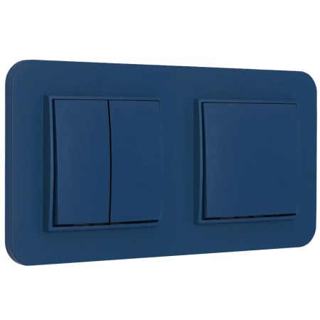 Dwa włączniki pojedynczy i podwójny z ramką zaokrągloną seria MINI kolor navy blue