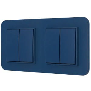 Dwa włączniki podwójne z ramką zaokrągloną seria MINI kolor navy blue