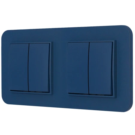 Dwa włączniki podwójne z ramką zaokrągloną seria MINI kolor navy blue