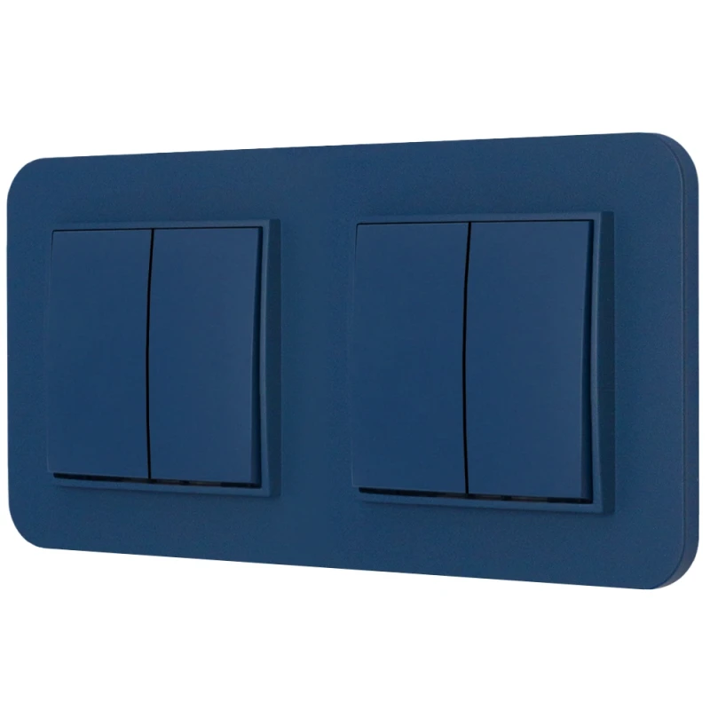Dwa włączniki podwójne z ramką zaokrągloną seria MINI kolor navy blue