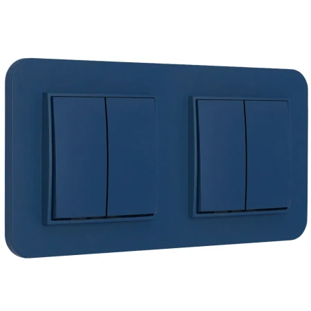 Dwa włączniki podwójne z ramką zaokrągloną seria MINI kolor navy blue