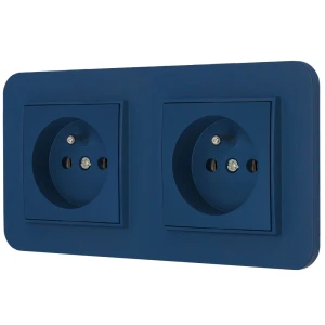 Dwa gniazda pojedyncze z ramką zaokrągloną seria MINI kolor navy blue