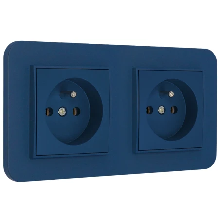 Dwa gniazda pojedyncze z ramką zaokrągloną seria MINI kolor navy blue