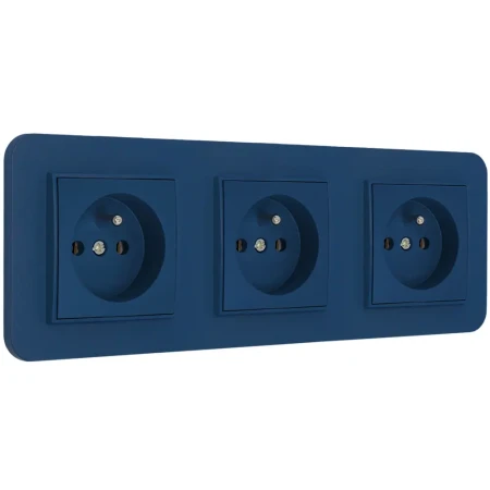 Trzy gniazda pojedyncze z ramką zaokrągloną seria MINI kolor navy blue