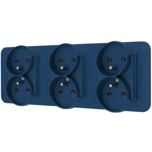 Trzy gniazda podwójne z ramką zaokrągloną seria MINI kolor navy blue