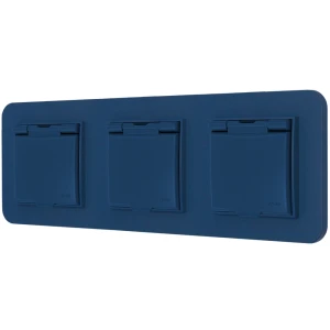 Trzy gniazda hermetyczne z ramką zaokrągloną seria MINI kolor navy blue