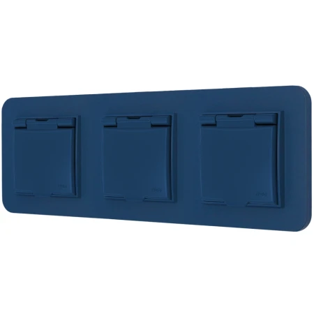 Trzy gniazda hermetyczne z ramką zaokrągloną seria MINI kolor navy blue