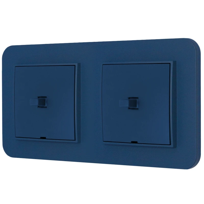 Dwa włączniki pojedyncze w stylu USA ramka zaokrąglona seria Mini kolor navy blue