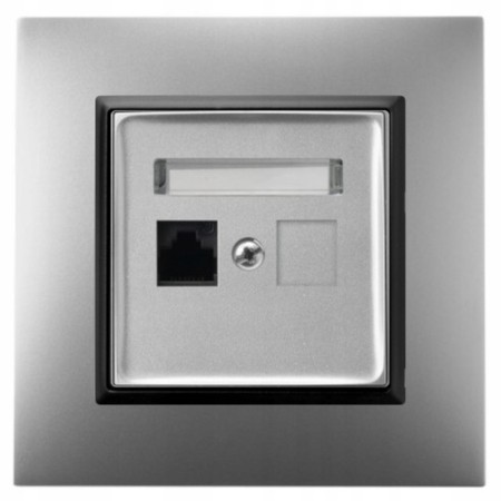 Gniazdo Internetowe Rj45 1X Ospel Aria Srebrny Czarny