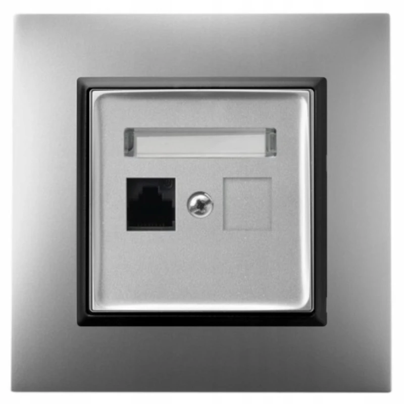Gniazdo Internetowe Rj45 1X Ospel Aria Srebrny Czarny