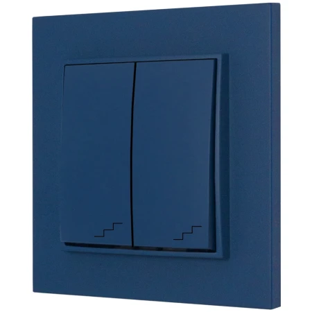Włącznik schodowy podwójny z ramką kwadratową seria MINI kolor navy blue