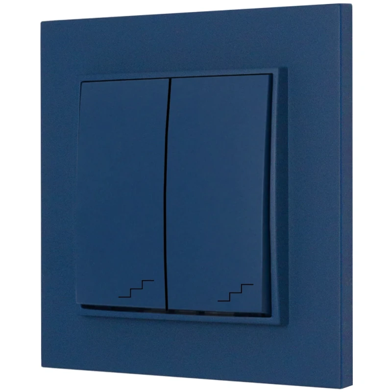 Włącznik schodowy podwójny z ramką kwadratową seria MINI kolor navy blue