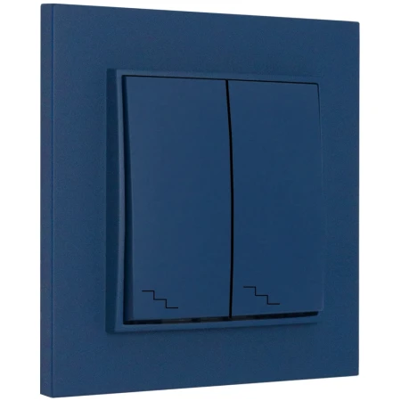 Włącznik schodowy podwójny z ramką kwadratową seria MINI kolor navy blue
