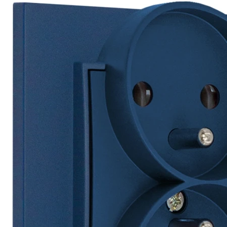 Gniazdo podwójne z ramką kwadratową seria MINI kolor navy blue