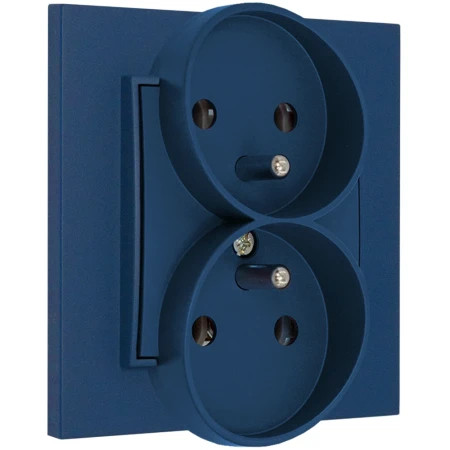 Gniazdo podwójne z ramką kwadratową seria MINI kolor navy blue