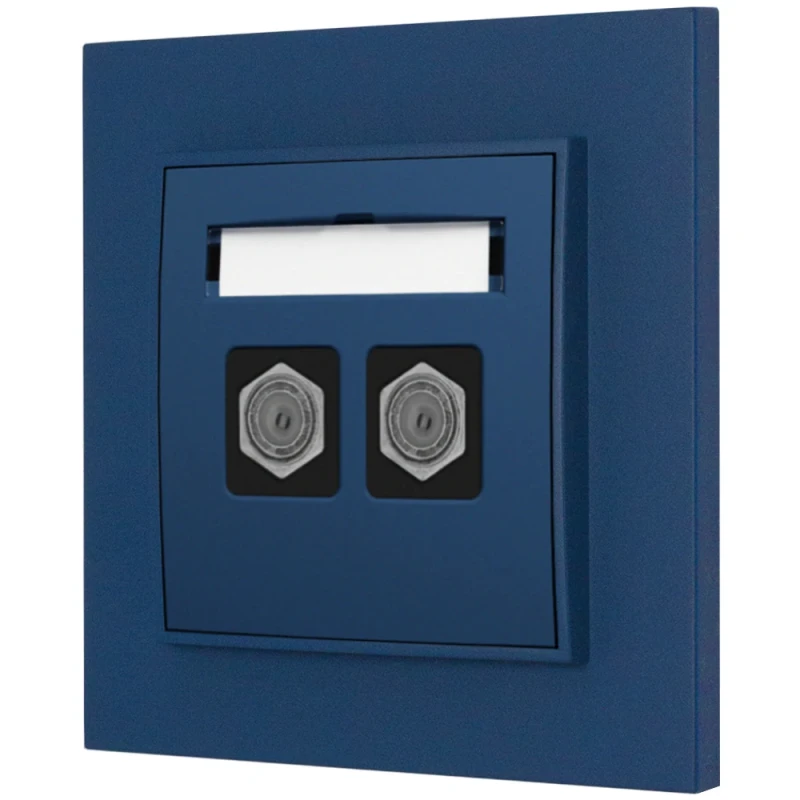 Gniazdo antenowe 2x z ramką kwadratową seria MINI kolor navy blue