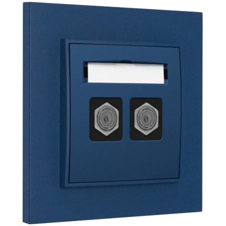 Gniazdo antenowe 2x z ramką kwadratową seria MINI kolor navy blue