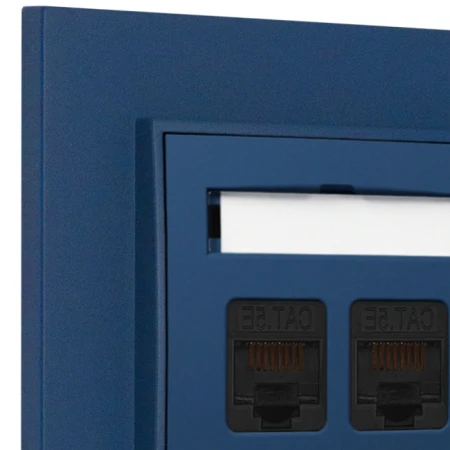 Gniazdo internetowe rj45 2x z ramką kwadratową seria MINI kolor navy blue