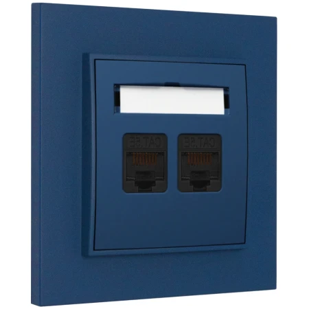 Gniazdo internetowe rj45 2x z ramką kwadratową seria MINI kolor navy blue
