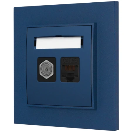 Gniazdo rj45/antenowe z ramką kwadratową seria MINI kolor navy blue