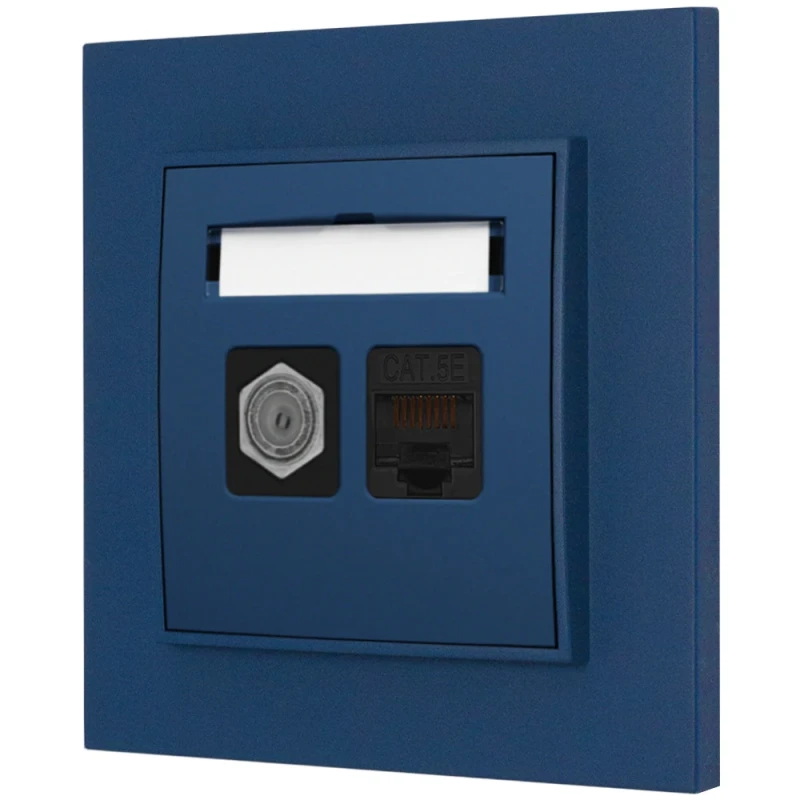 Gniazdo rj45/antenowe z ramką kwadratową seria MINI kolor navy blue