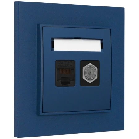 Gniazdo rj45/antenowe z ramką kwadratową seria MINI kolor navy blue