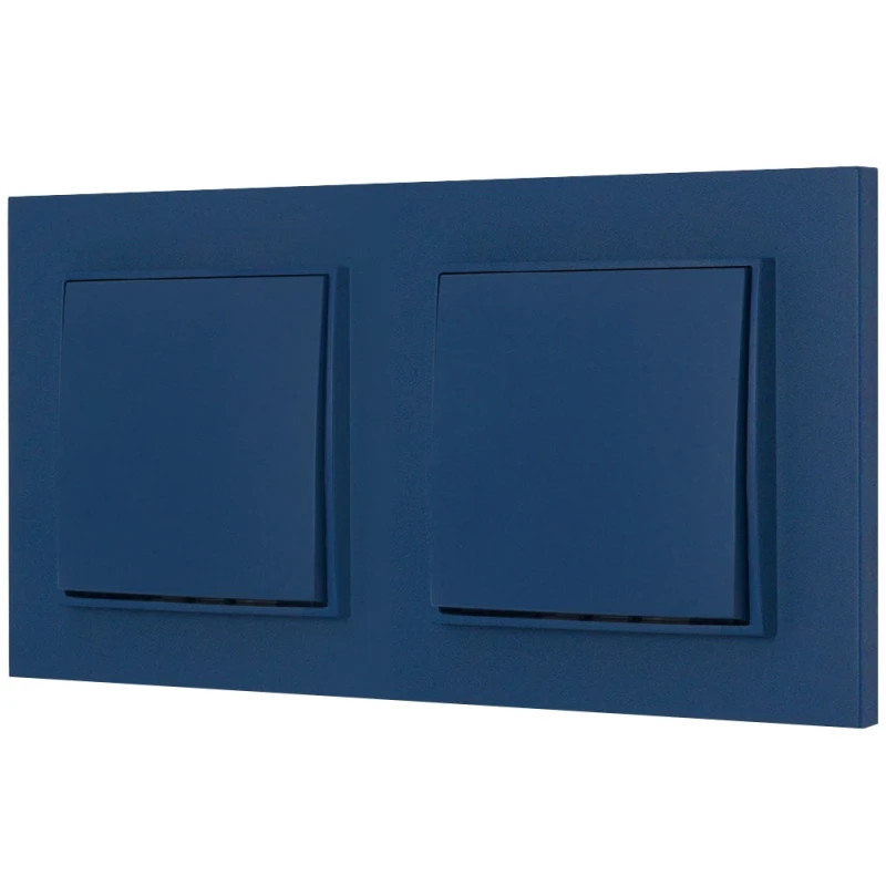 Dwa włączniki pojedyncze z ramką kwadratową seria MINI kolor navy blue