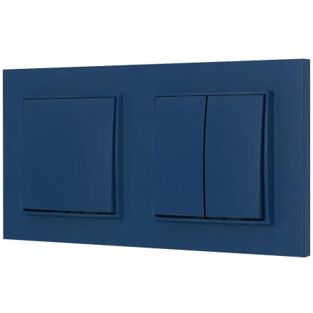 Dwa włączniki pojedynczy i podwójny z ramką kwadratową seria MINI kolor navy blue