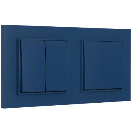 Dwa włączniki pojedynczy i podwójny z ramką kwadratową seria MINI kolor navy blue