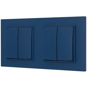 Dwa włączniki podwójne z ramką kwadratową seria MINI kolor navy blue