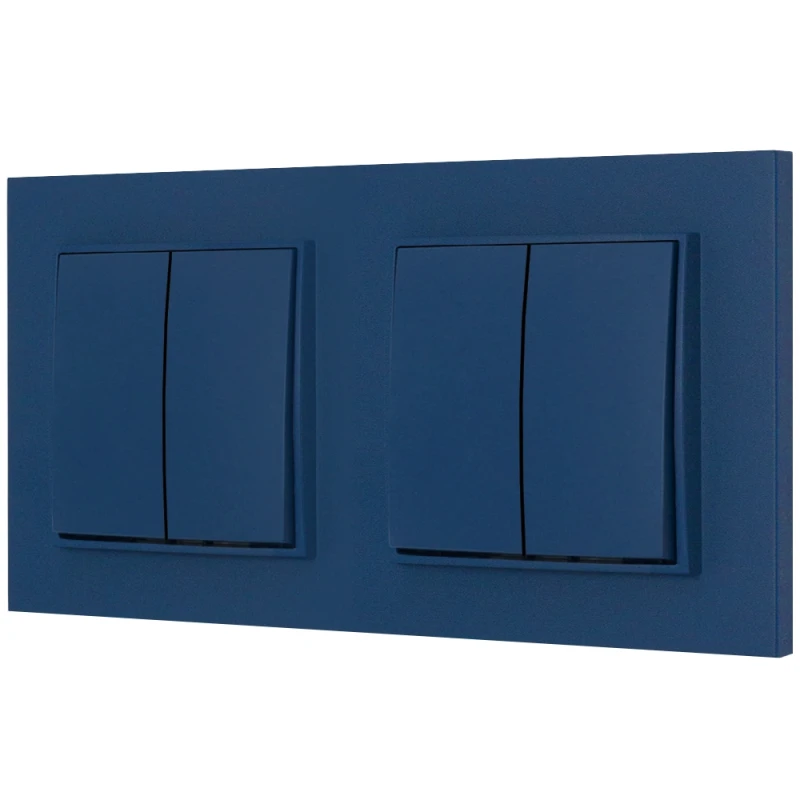 Dwa włączniki podwójne z ramką kwadratową seria MINI kolor navy blue