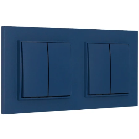 Dwa włączniki podwójne z ramką kwadratową seria MINI kolor navy blue
