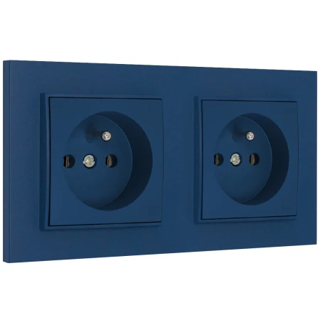 Dwa gniazda pojedyncze z ramką kwadratową seria MINI kolor navy blue