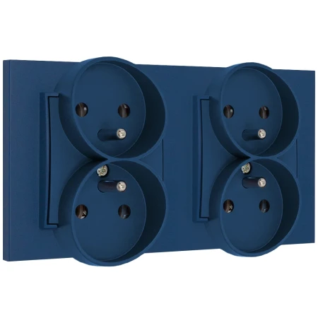 Dwa gniazda podwójne z ramką kwadratową seria MINI kolor navy blue