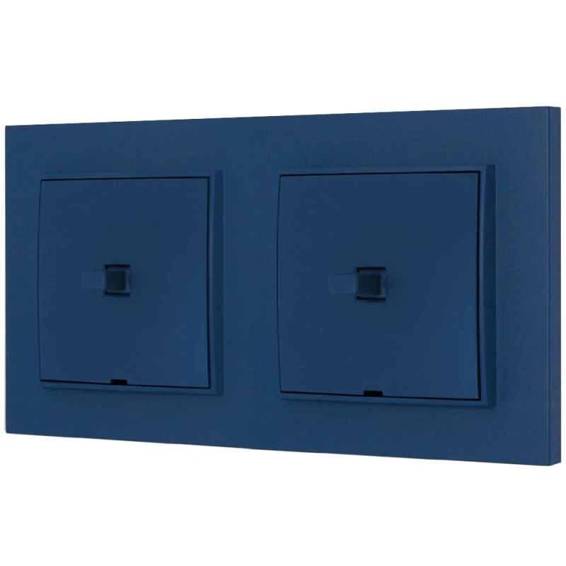 Dwa włączniki pojedyncze w stylu USA ramka kwadratowa seria Mini kolor navy blue