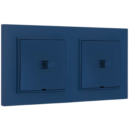 Dwa włączniki pojedyncze w stylu USA ramka kwadratowa seria Mini kolor navy blue