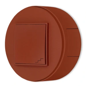 Włącznik schodowy zestaw natynkowy okrągły seria Mini terakota