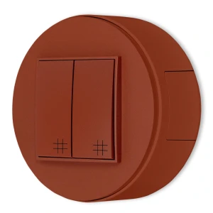 Włącznik krzyżowy podwójny zestaw natynkowy okrągły seria Mini terakota