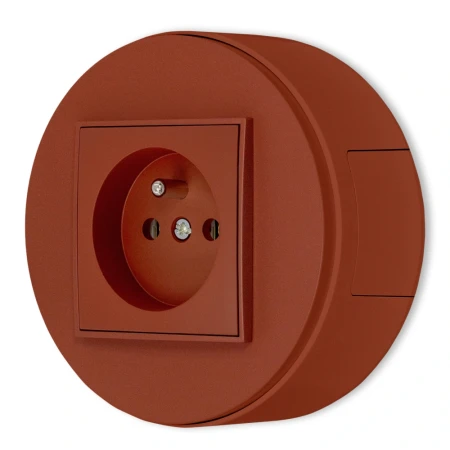 Gniazdo pojedyncze zestaw natynkowy okrągły seria Mini terakota