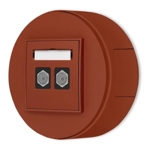 Gniazdo antenowe 2x zestaw natynkowy okrągły seria Mini terakota