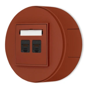 Gniazdo internetowe 2x zestaw natynkowy okrągły seria Mini terakota