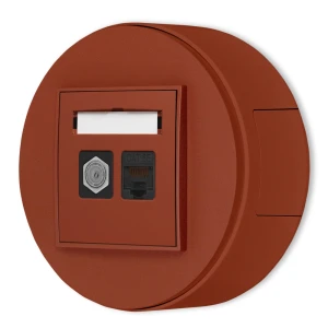 Gniazdo antenowe/RJ45 zestaw natynkowy okrągły seria Mini terakota