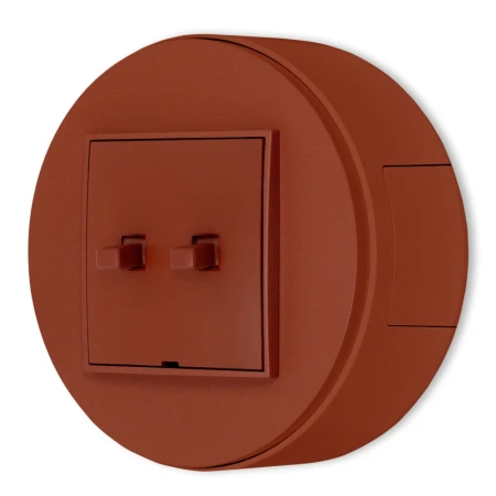 Włącznik podwójny USA zestaw natynkowy okrągły seria Mini terakota