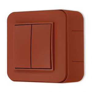 Włącznik podwójny zestaw natynkowy zaokrąglony seria Mini terakota