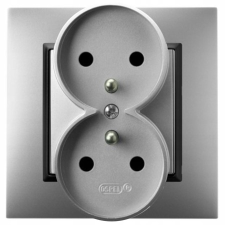 Gniazdo Podwójne Z Uziemieniem Ospel Aria Gniazdko Srebrny Czarny