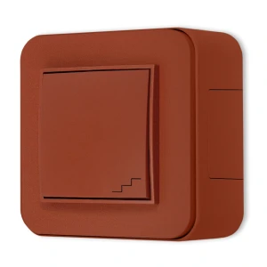 Włącznik schodowy zestaw natynkowy zaokrąglony seria Mini terakota