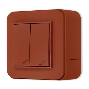 Włącznik schodowy podwójny zestaw natynkowy zaokrąglony Mini terakota